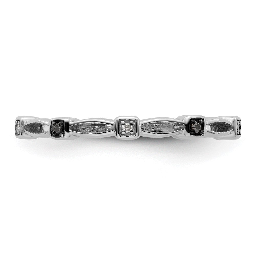 Sterling Silver Stackable Expressions Black & White Diamond Ring Size -6