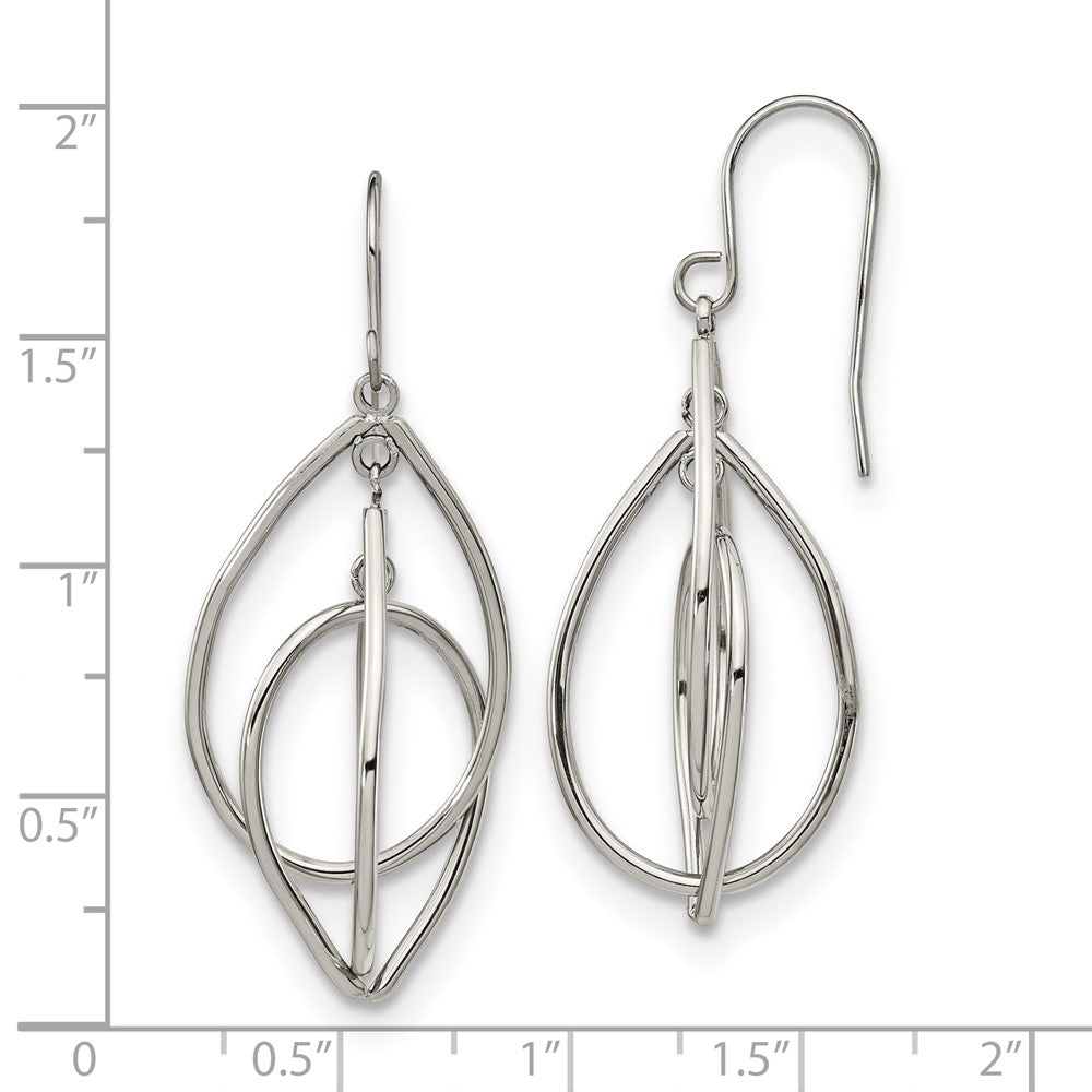Stainless Steel Polished Dangle Shepherd Hook Earrings