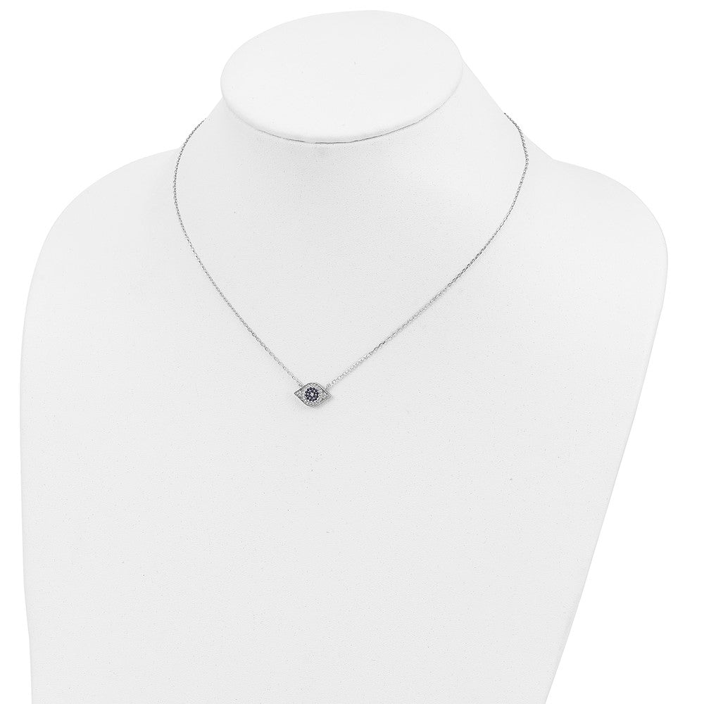 Sterling Silver Rhodium-plated Polished CZ Eye 17 inch Necklace 17 Inches