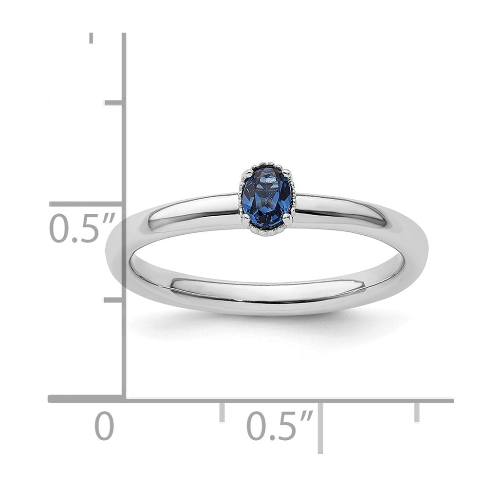 Sterling Silver Stackable Expressions Created Sapphire Single Stone Ring Size -9