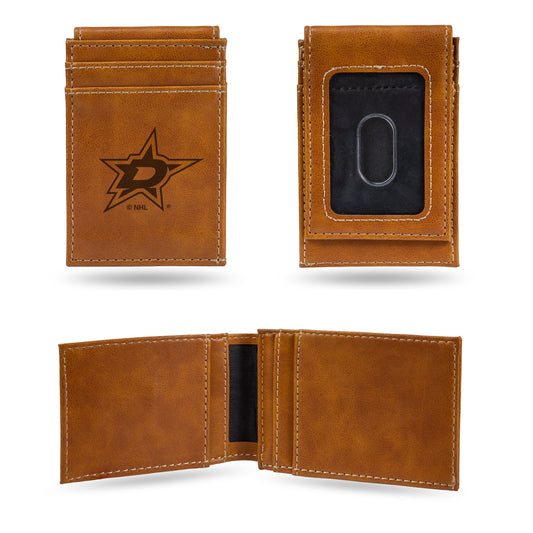 Stars Laser Engraved Brown Front Pocket Wallet