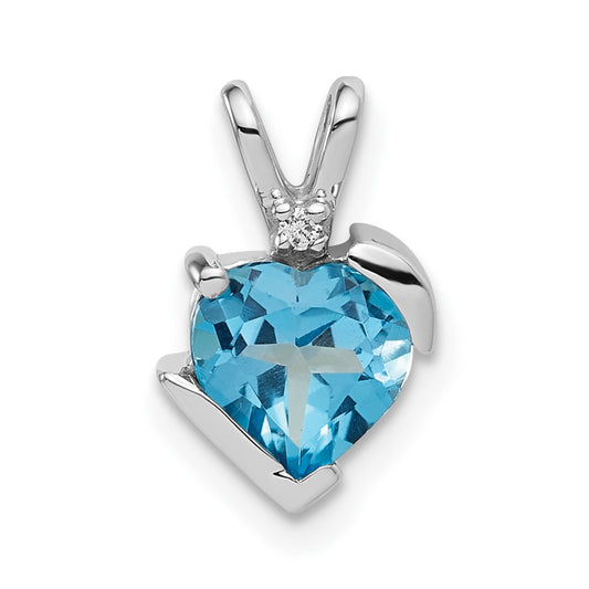 10kw Blue Topaz and Diamond Pendant