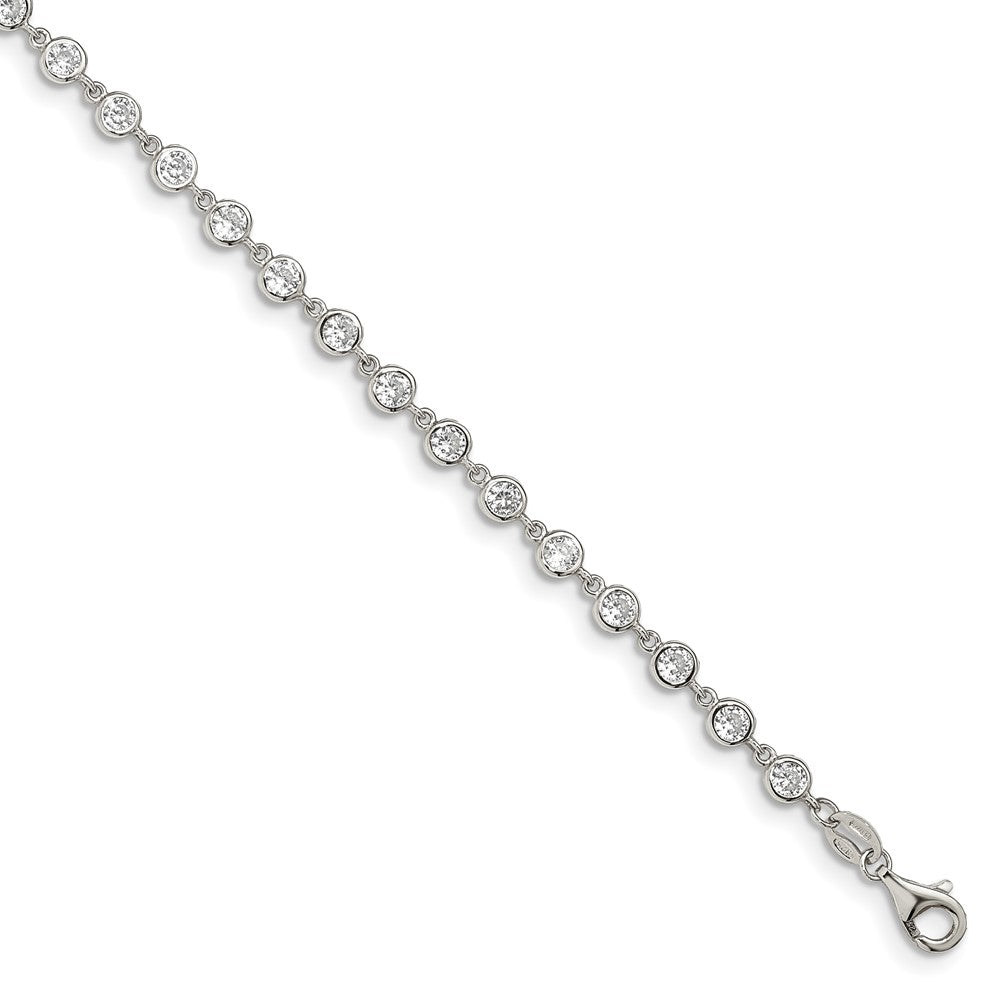 Sterling Silver Rhodium-plated W/ 1 in ext. CZ Bracelet 7 inches