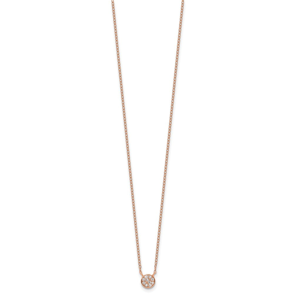 Cheryl M Sterling Silver Rose Gold-plated Polished CZ Cluster Circle 16 Inch with 2 Inch Extension Necklace