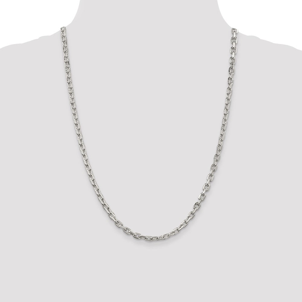 Sterling Silver 4.9mm Beveled Oval Cable Chain 24 Inches