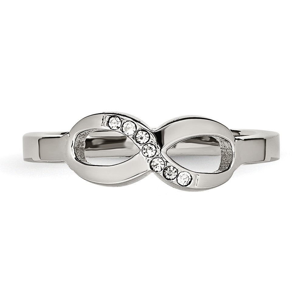 Stainless Steel Polished Infinity Symbol CZ Ring Size - 9