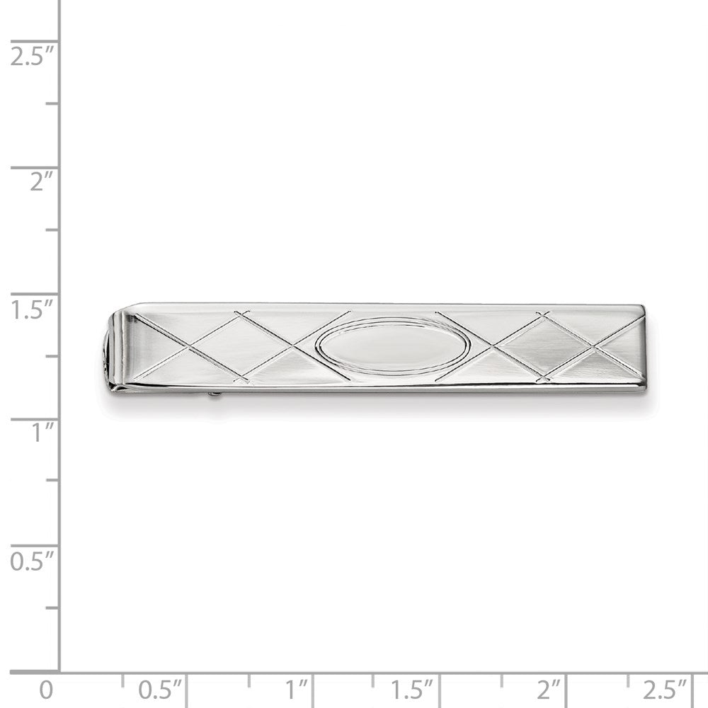 Kelly Waters Rhodium-plated with Criss Cross and Oval Center Tie Bar
