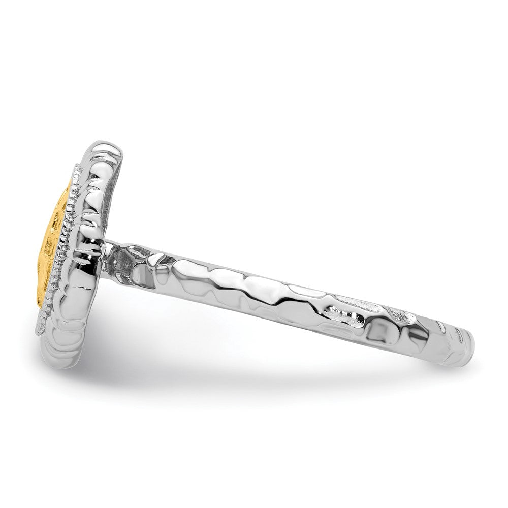 Sterling Silver Stackable Expressions Gold-plated Oval Ring Size -8