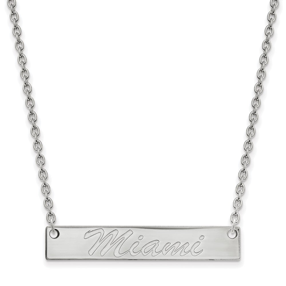 Sterling Silver Rhodium-plated LogoArt Miami University Ohio Small Bar 18 inch Necklace QSS034MU-18