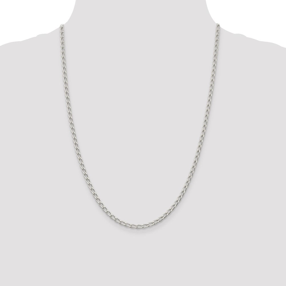 Sterling Silver 3.2mm Open Elongated Link Chain 24 Inches