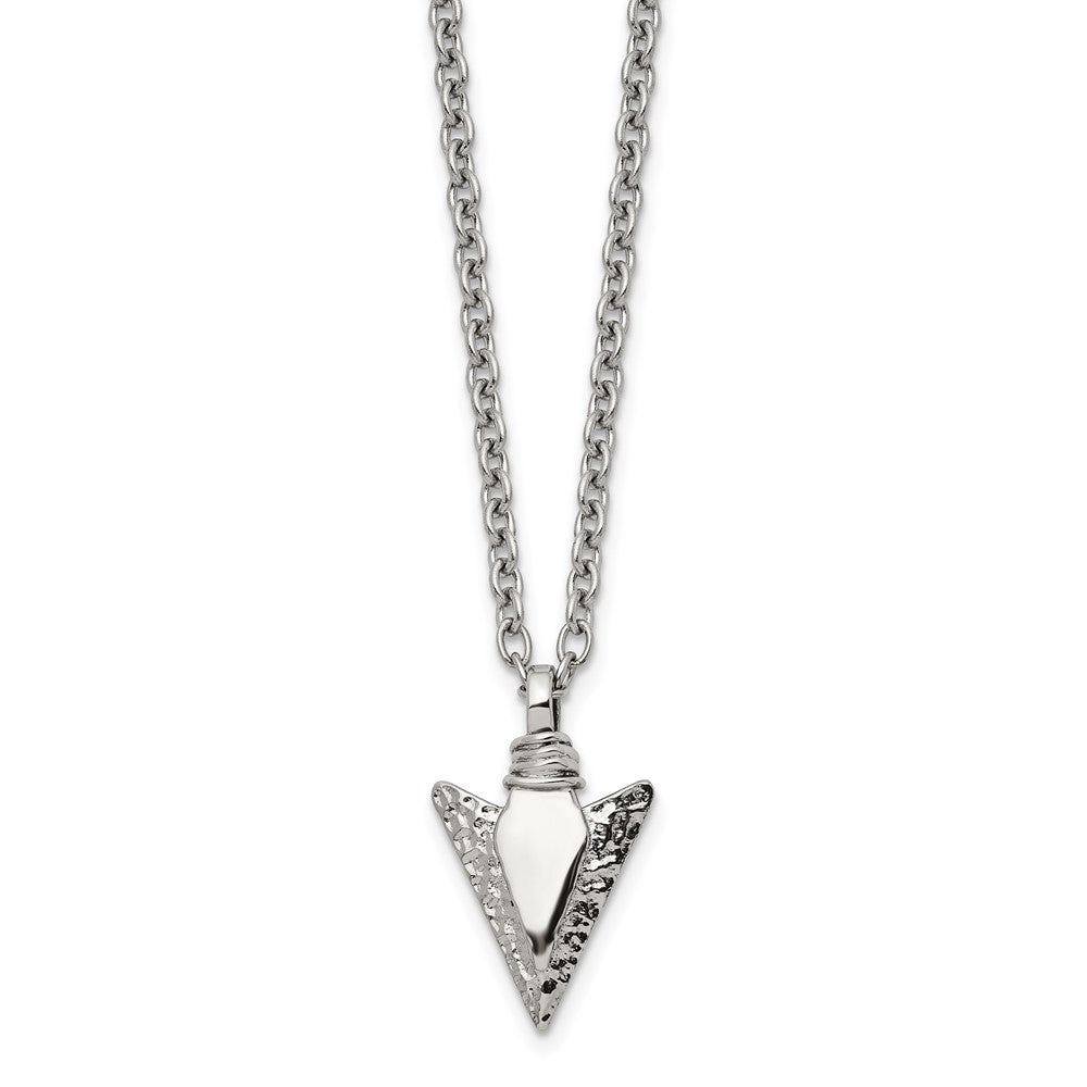 Stainless Steel Brushed/Polished Arrowhead w/.75in ext Necklace