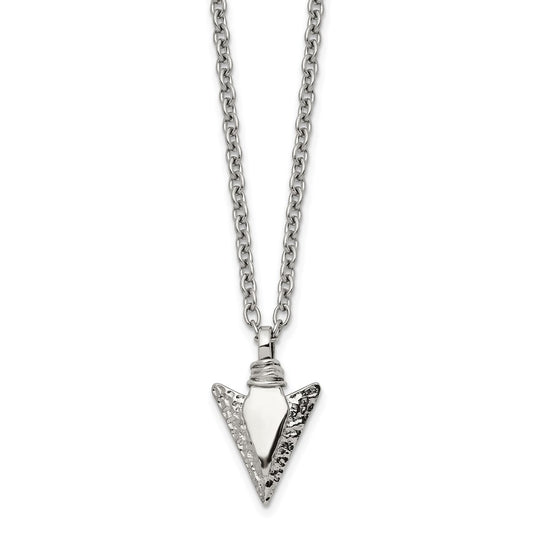Stainless Steel Brushed/Polished Arrowhead w/.75in ext Necklace
