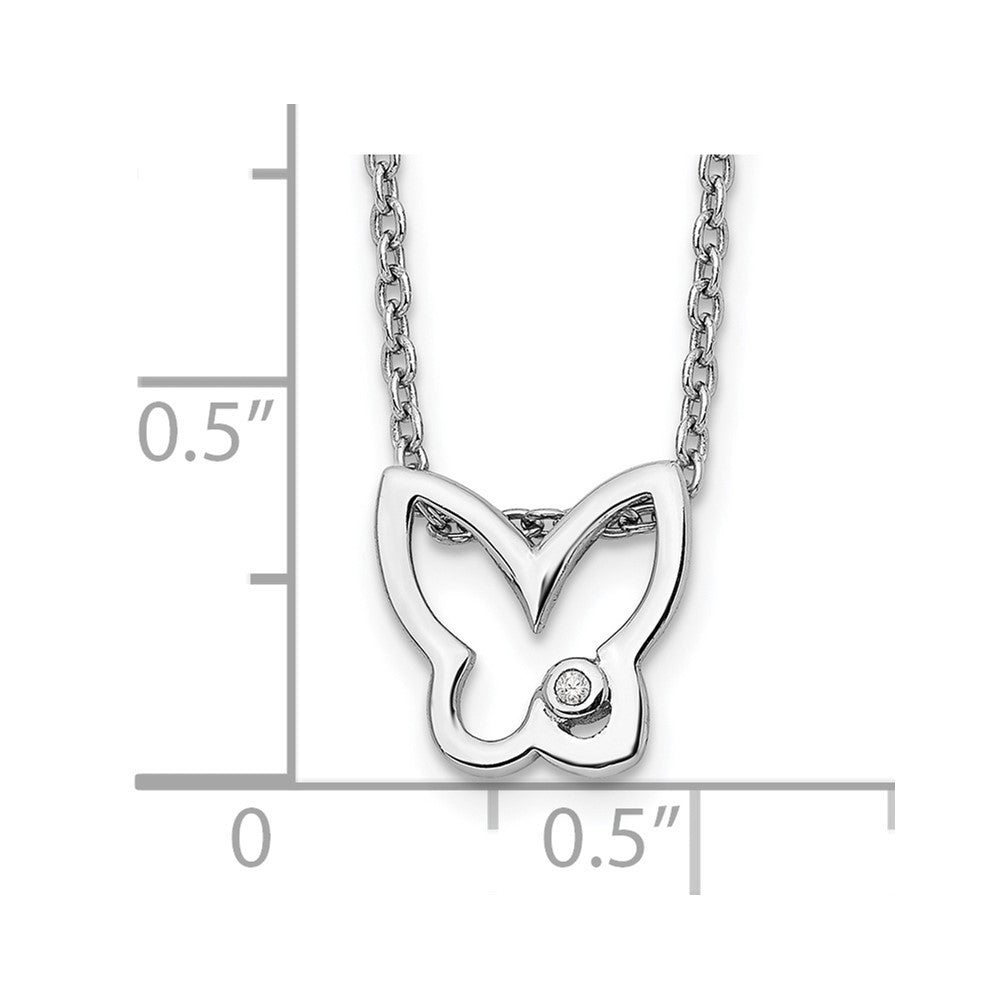 White Ice Sterling Silver Rhodium-plated 18 Inch Diamond Butterfly Necklace with 2 Inch Extender 18 Inches