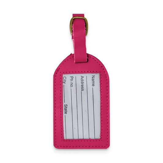 Pink Leather Luggage Tag with Buckle Strap QGM22552