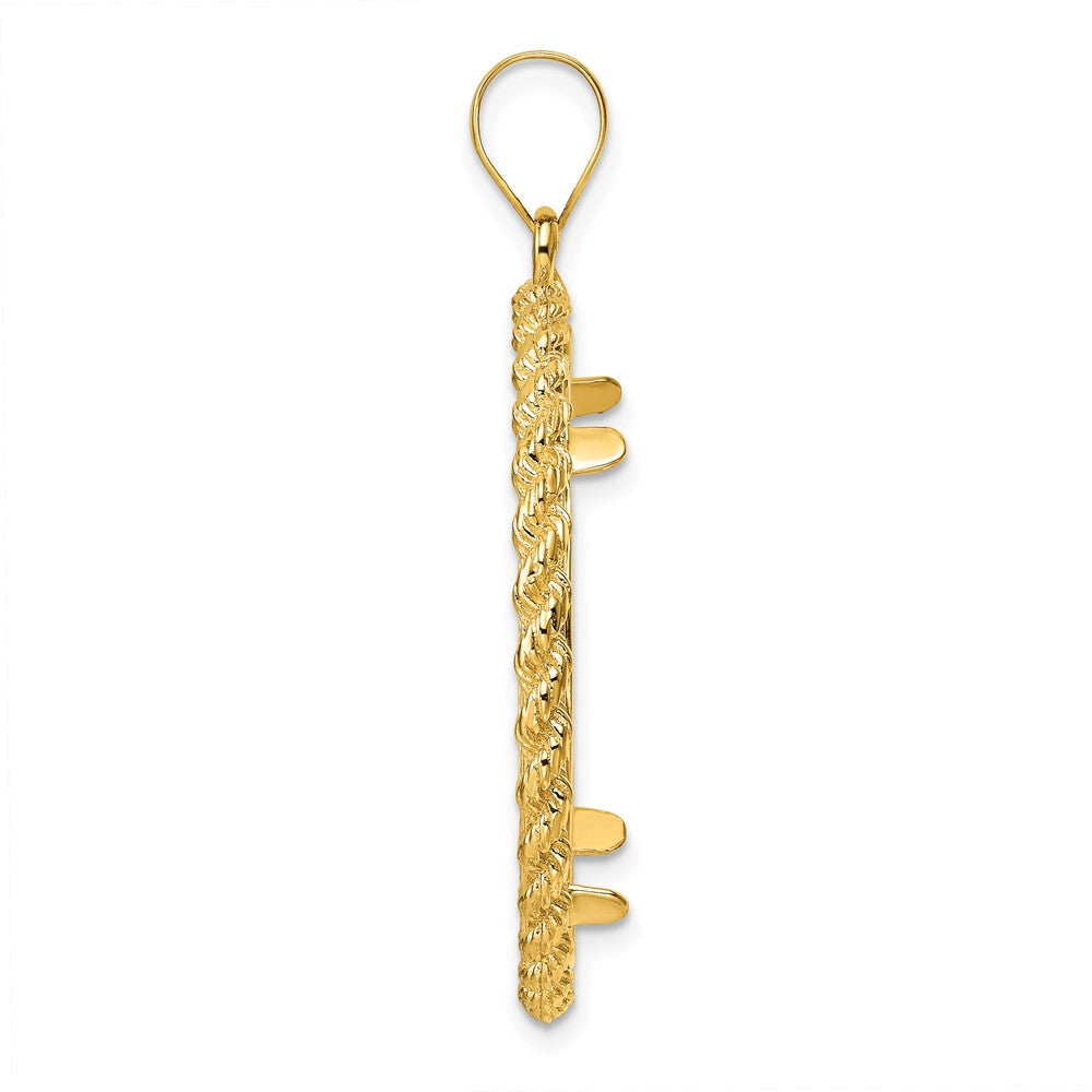 Wideband Distinguished Coin Jewelry 14k Polished and Diamond-cut with Casted Rope 27.0mm Prong Coin Bezel Pendant