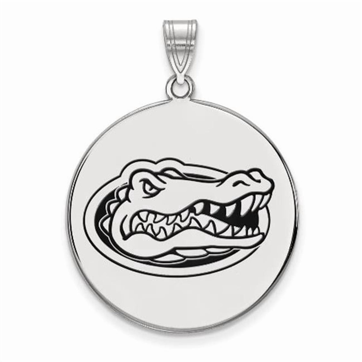 Sterling Silver Rhodium-plated LogoArt University of Florida Gator Extra Large Enameled Disc Pendant QSS078UFL