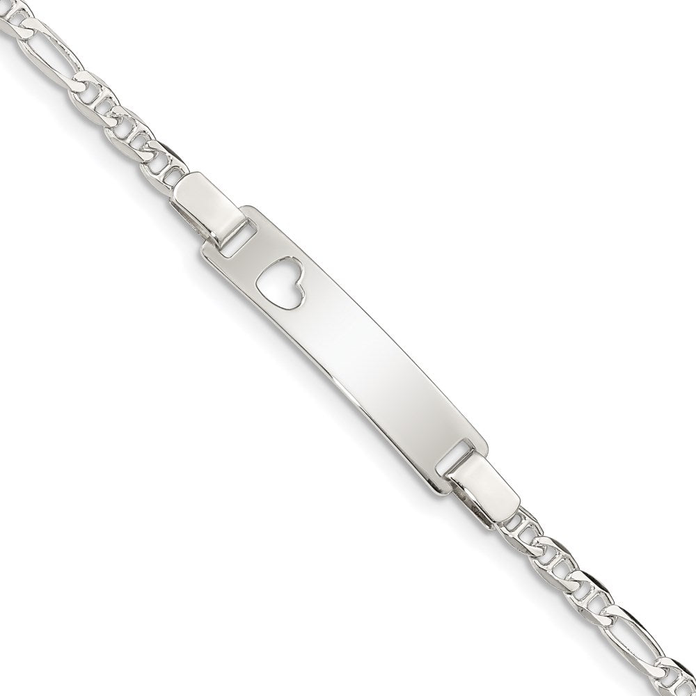 Sterling Silver Baby ID with Cut-out Heart Bracelet 5.5 inches