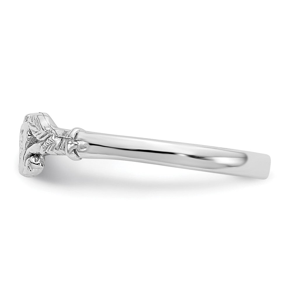 14K White Gold Textured Mini Heart Baby Ring Size 1