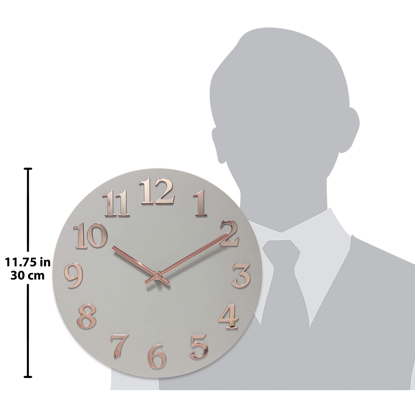 Infinity Instruments Vogue Round Gray & Rose Gold 12-inch Analog Wall Clock