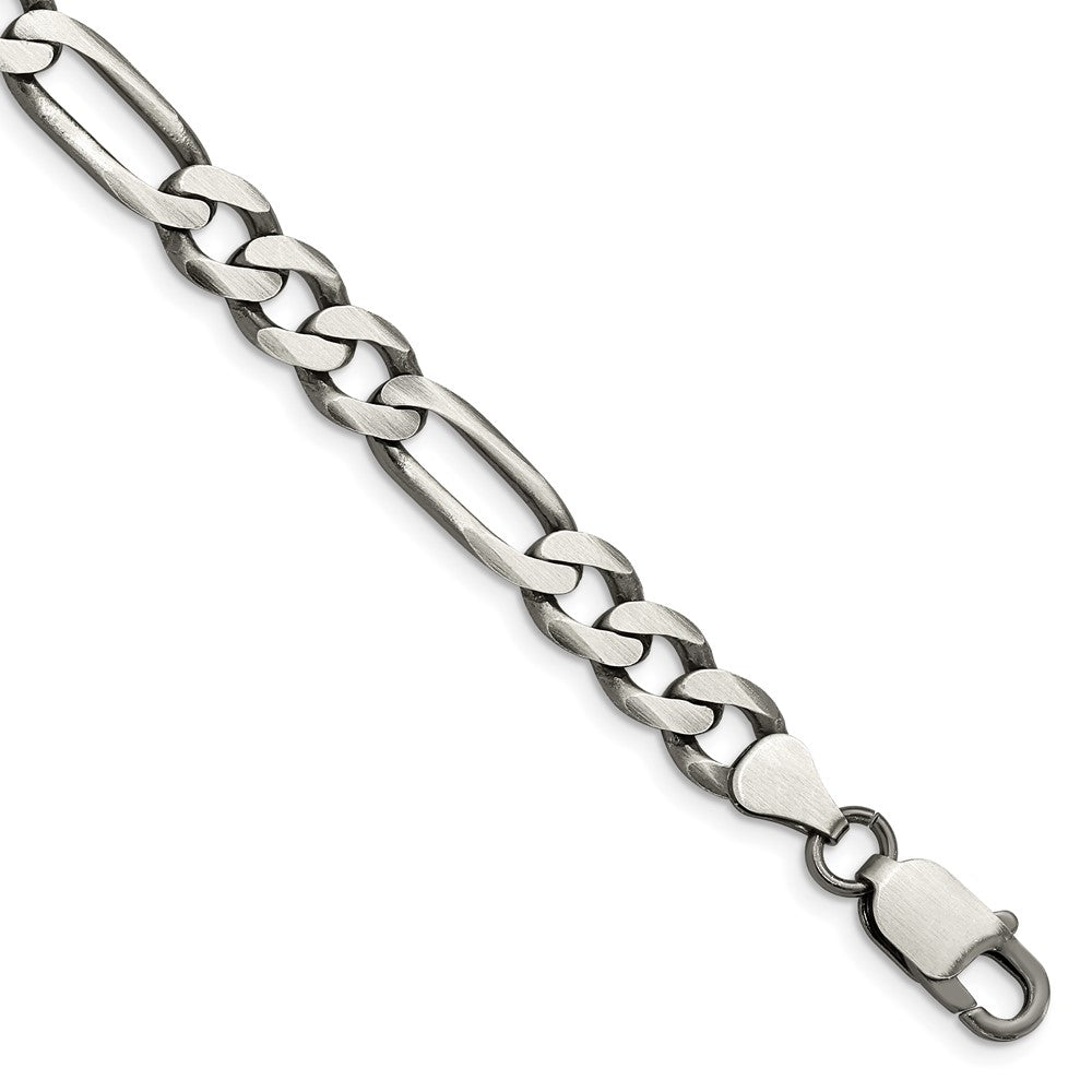 Sterling Silver Antiqued 7.5mm Figaro Chain 9 inches