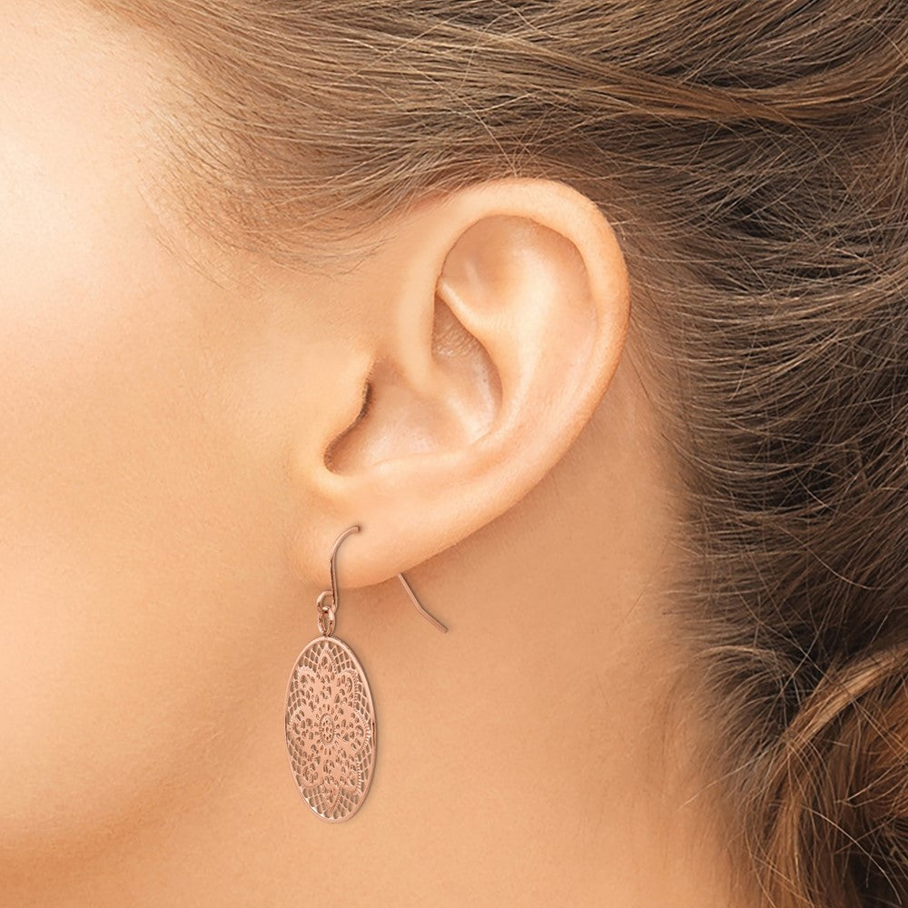 Stainless Steel Polished Cut-out Flower Shepherd Hook Earrings