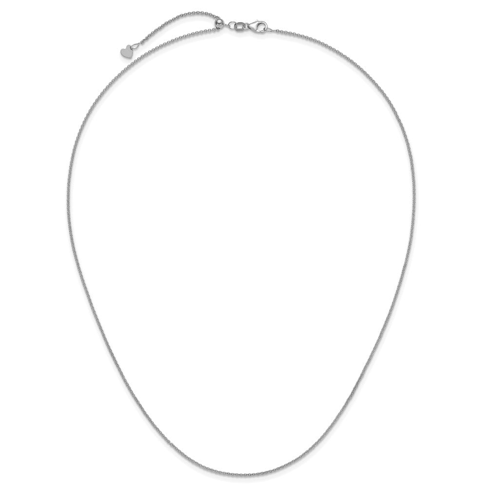 14K White Gold Adjustable 1.4mm Round Cable Chain