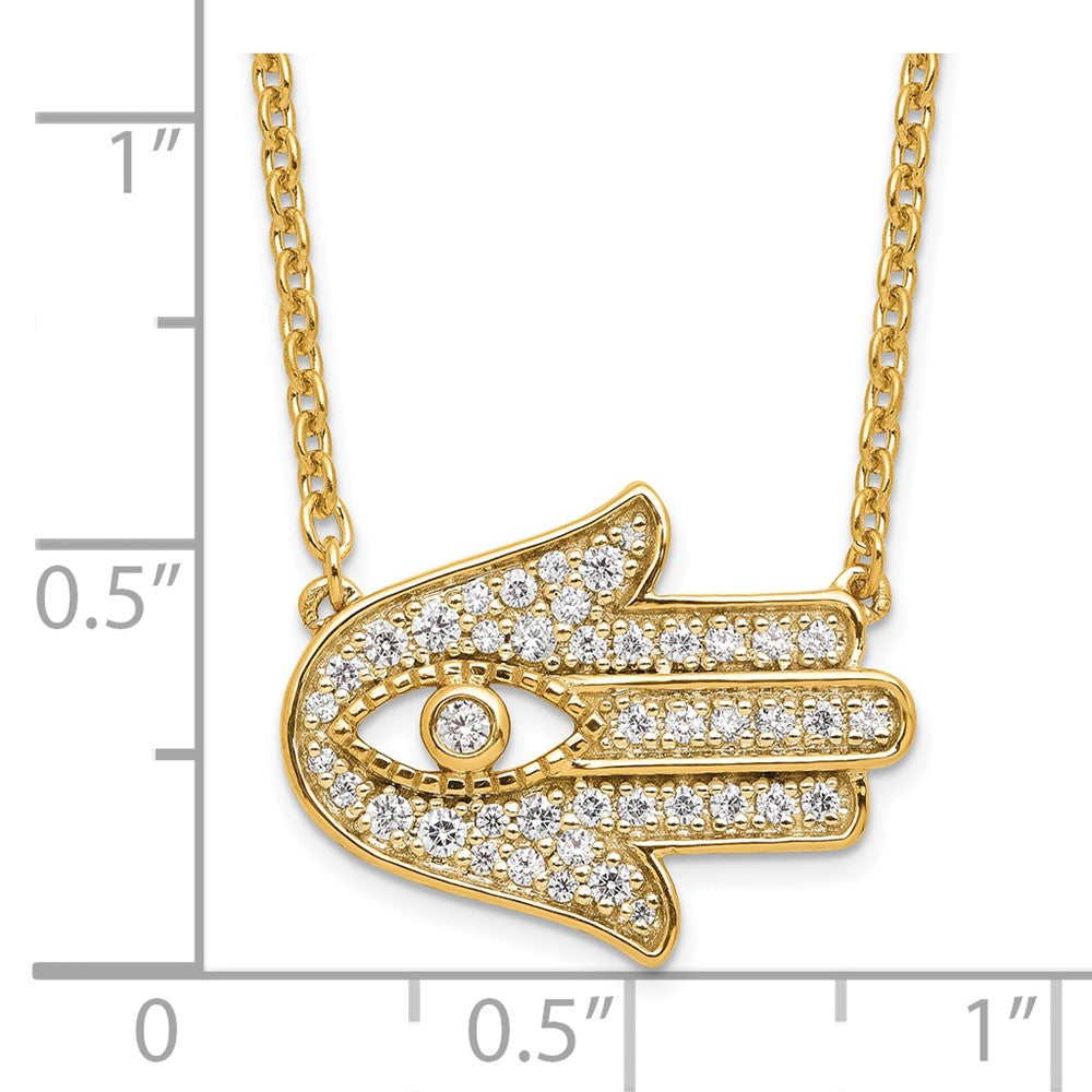 14k 1/4 carat Lab Grown Diamond VS/SI+ G+ Hamsa 18 inch Necklace