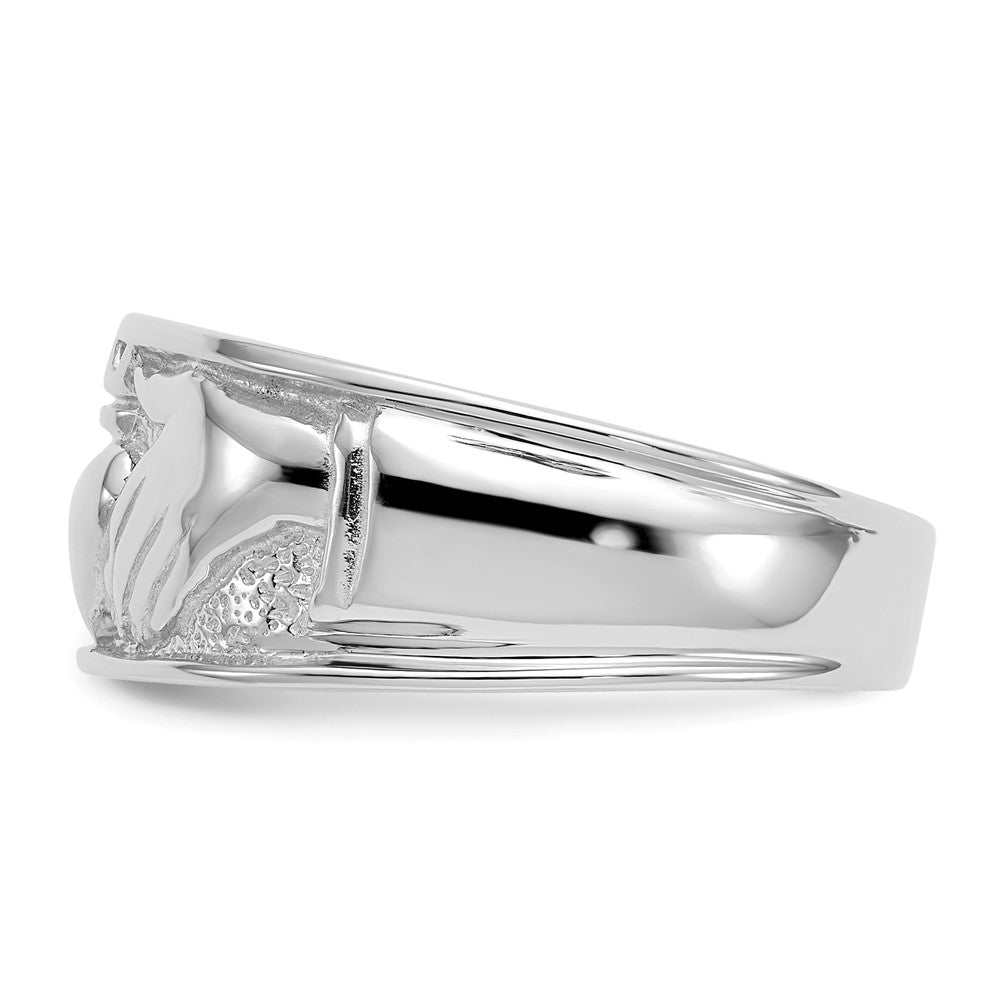 14k White Gold Men's Claddagh Band Size 10