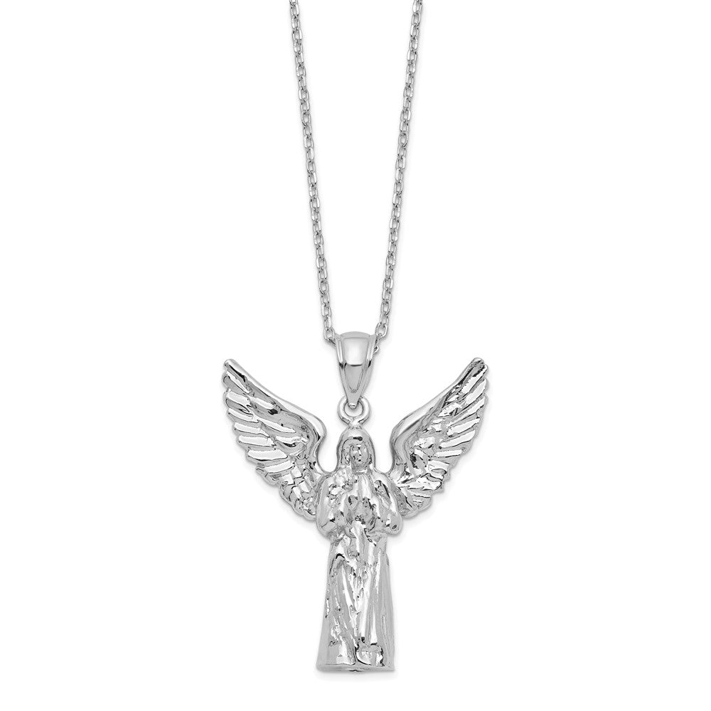 Sterling Silver Rhodium-plated Angel Ash Holder 18in Necklace 18 Inches