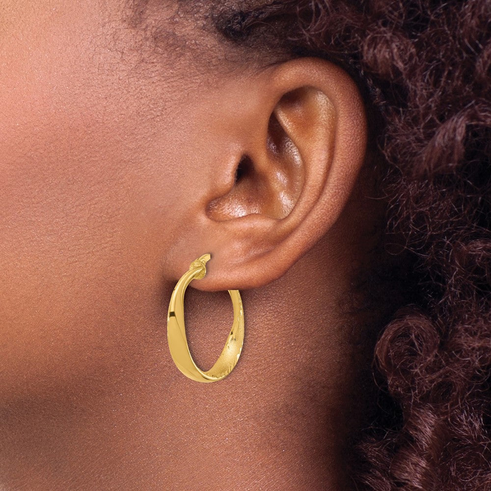 Sterling Silver Gold-plated Polished Hoop Earrings