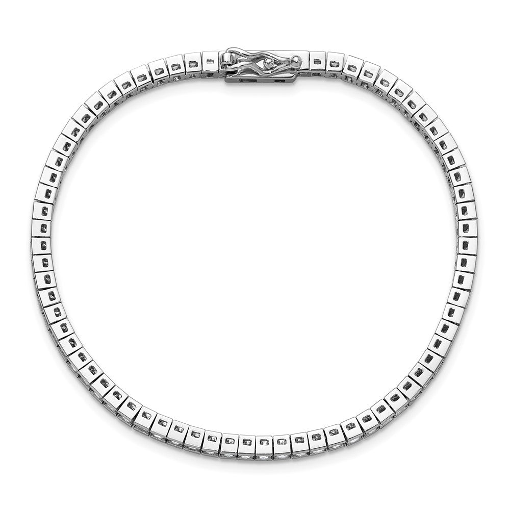 Sterling Shimmer Sterling Silver Rhodium-plated Square 2mm x 2mm CZ 74 Stone 7 inch Bracelet 7 inches