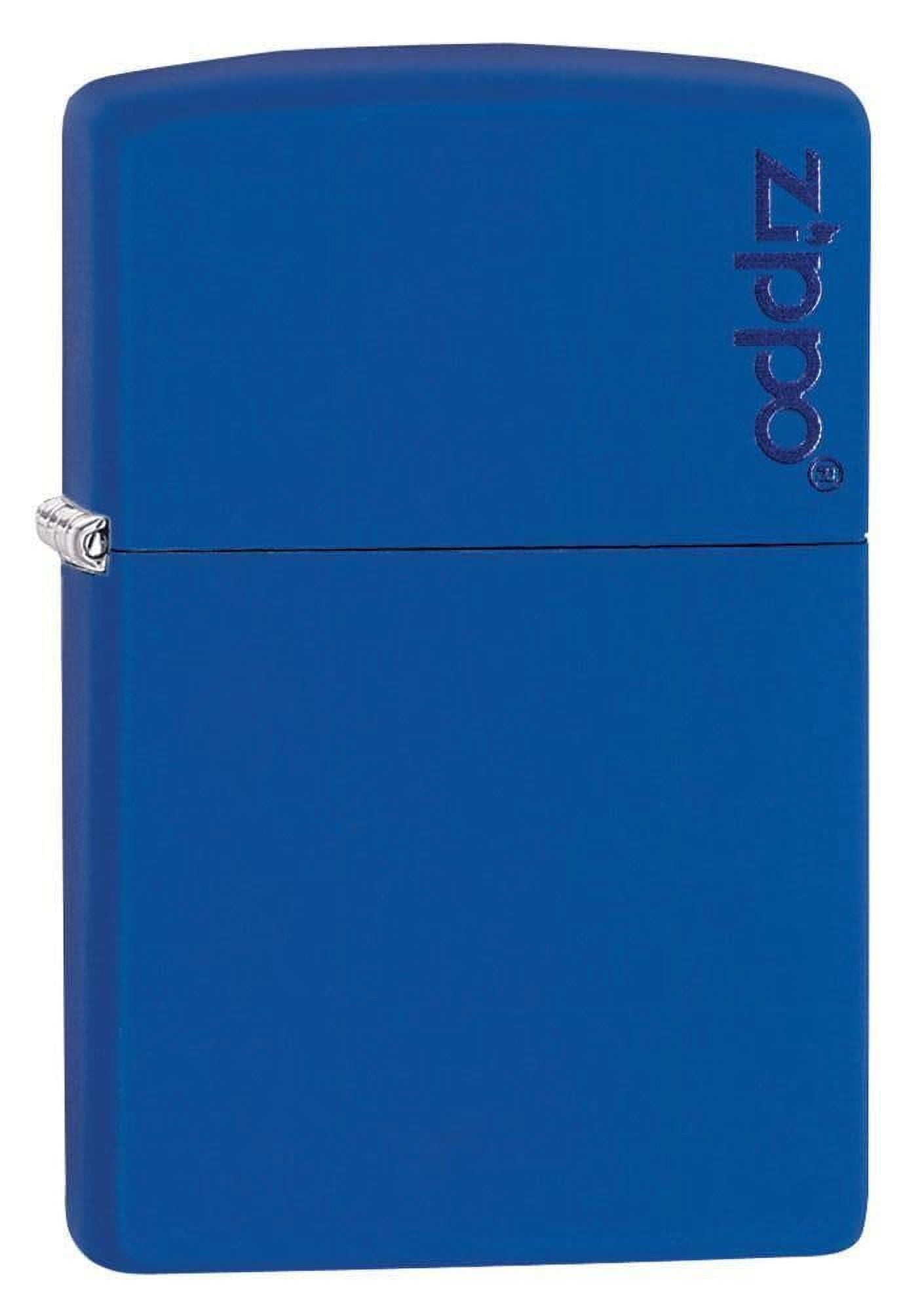 Zippo Logo Matte Pocket Lighter - Royal Blue