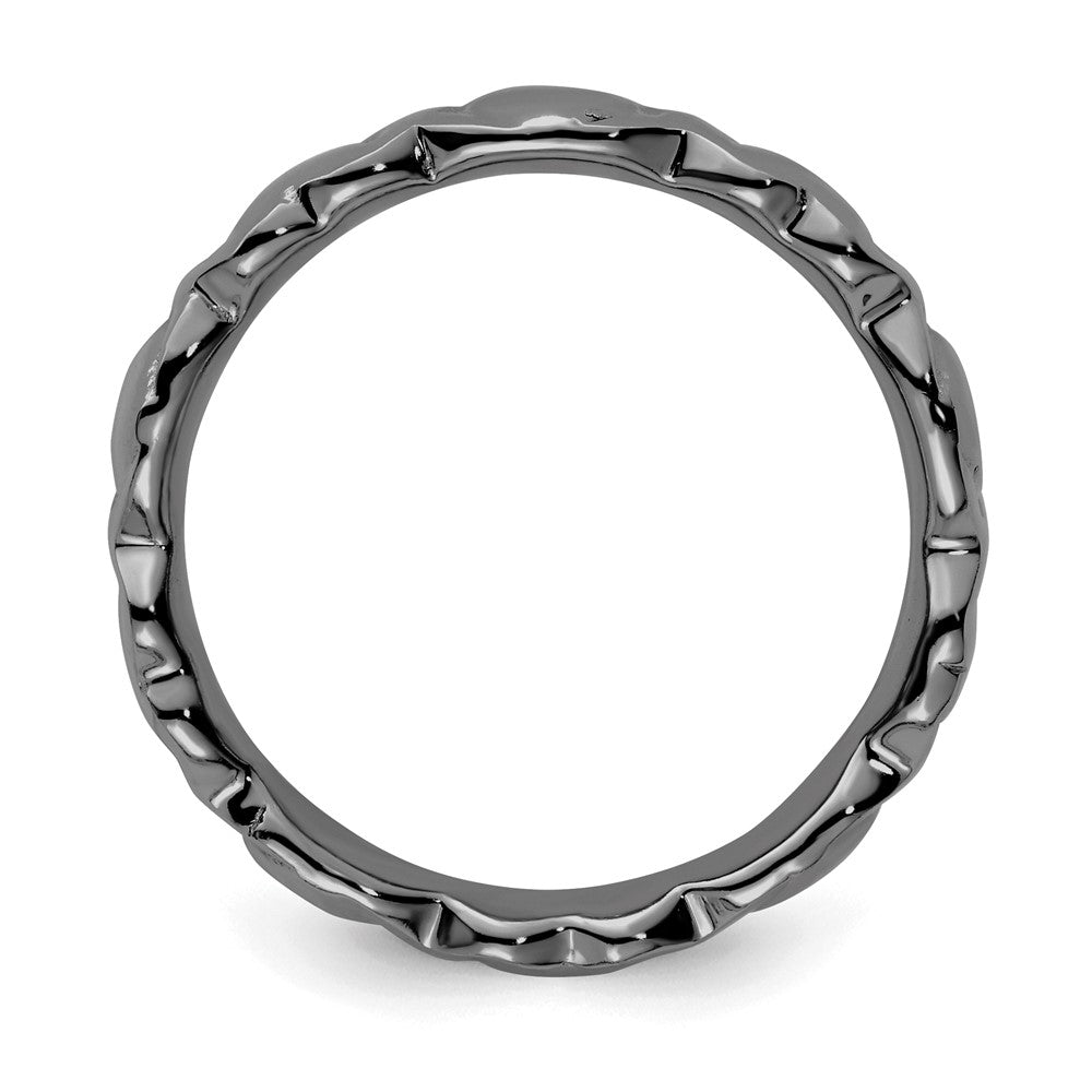 Sterling Silver Stackable Expressions Black-plated Hearts Ring Size -5