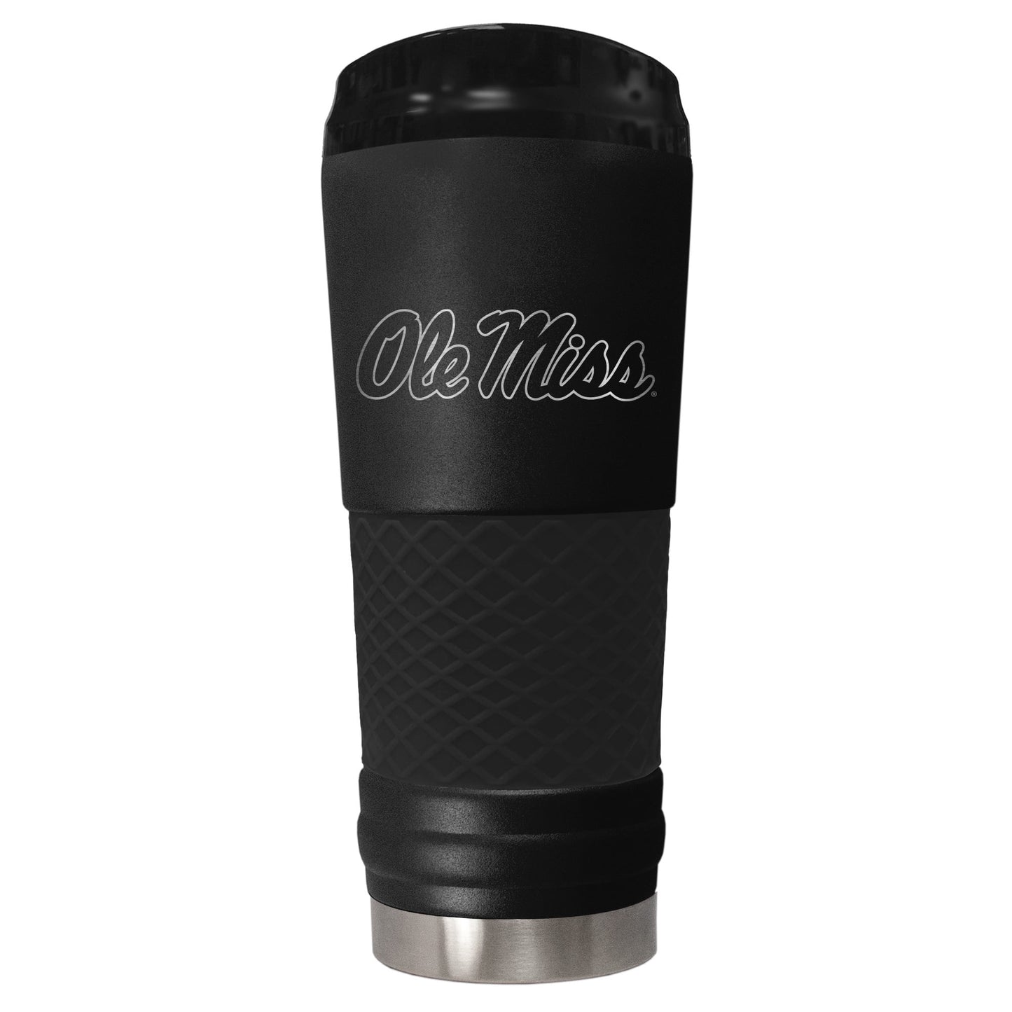 Mississippi 24 ounce vacuum insulated stainless steel tumbler in black powder coat and laser etched team logo