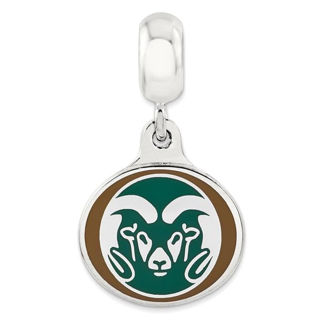 Sterling Silver Colorado State University Collegiate Enameled Dangle Bead
