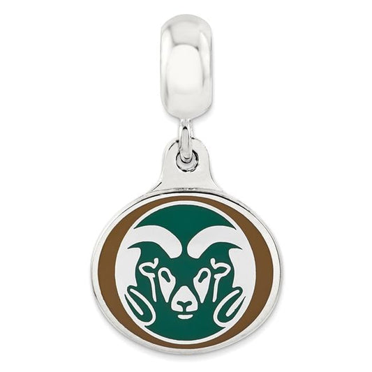 Sterling Silver Colorado State University Collegiate Enameled Dangle Bead