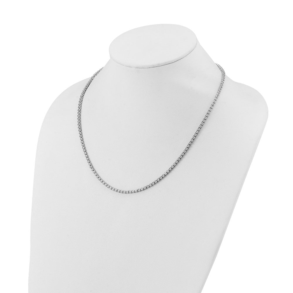Sterling Shimmer Sterling Silver Rhodium-plated Bezel Set 1.7mm CZ 159 Stone 20 inch Necklace 20 Inches