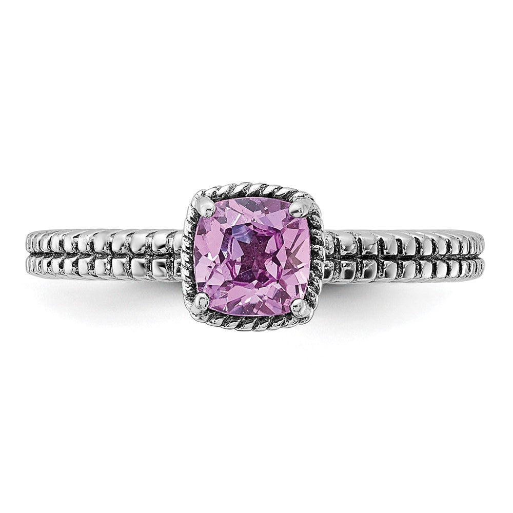Sterling Silver Stackable Expressions Created Pink Sapphire Ring