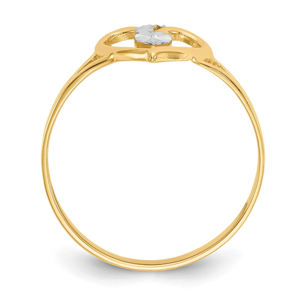 14K and White Rhodium Polished Heart Ring Size 7