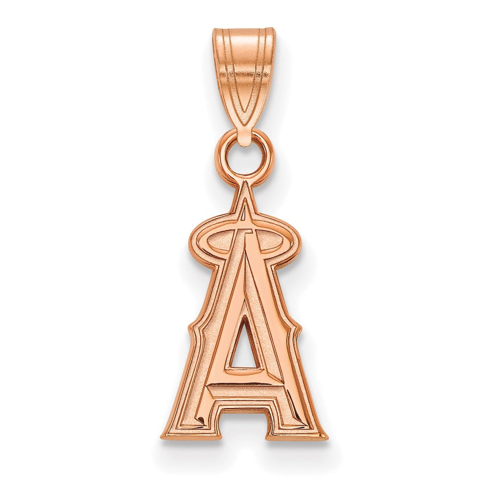 Sterling Silver Rose Gold-plated MLB LogoArt Los Angeles Angels Small Penda