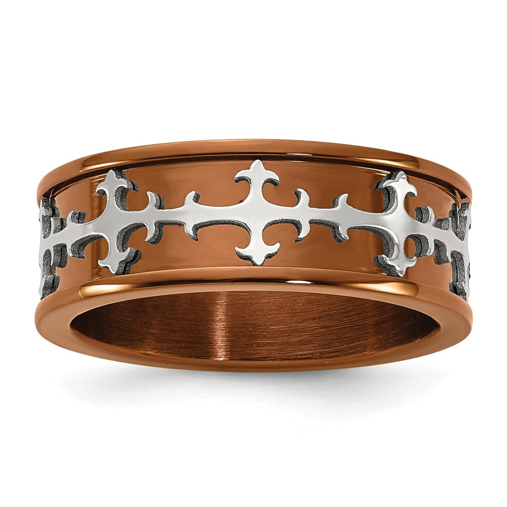 Stainless Steel GTS 8mm Coffee /Gray Cross