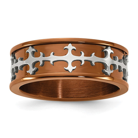 Stainless Steel GTS 8mm Coffee /Gray Cross
