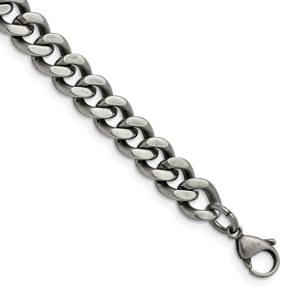 Stainless Steel Oxidized 9.25mm 9in Curb Chain 9 inches