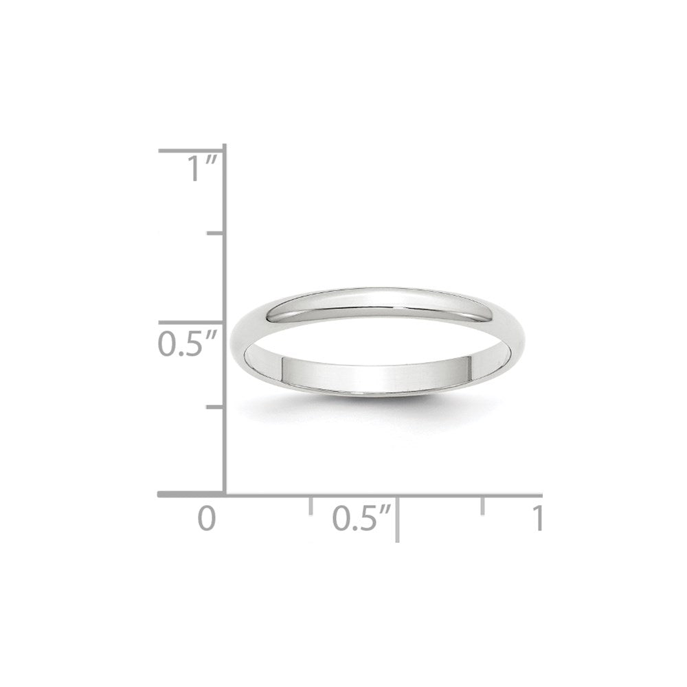 10k White Gold 2.5mm Lightweight Half Round Wedding Band Size 4.5