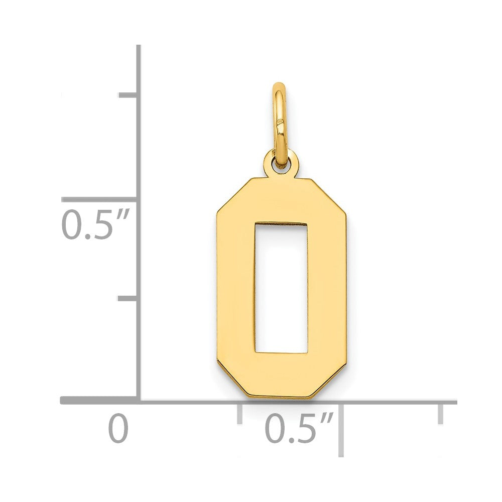 14k Medium Polished Number 0 Charm