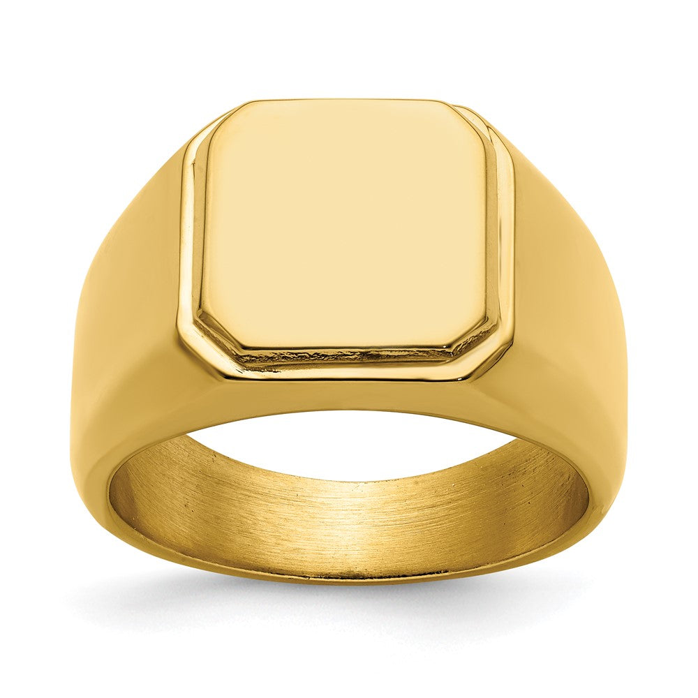 Stainless Steel Polished Yellow IP-plated Signet Ring Size - 11