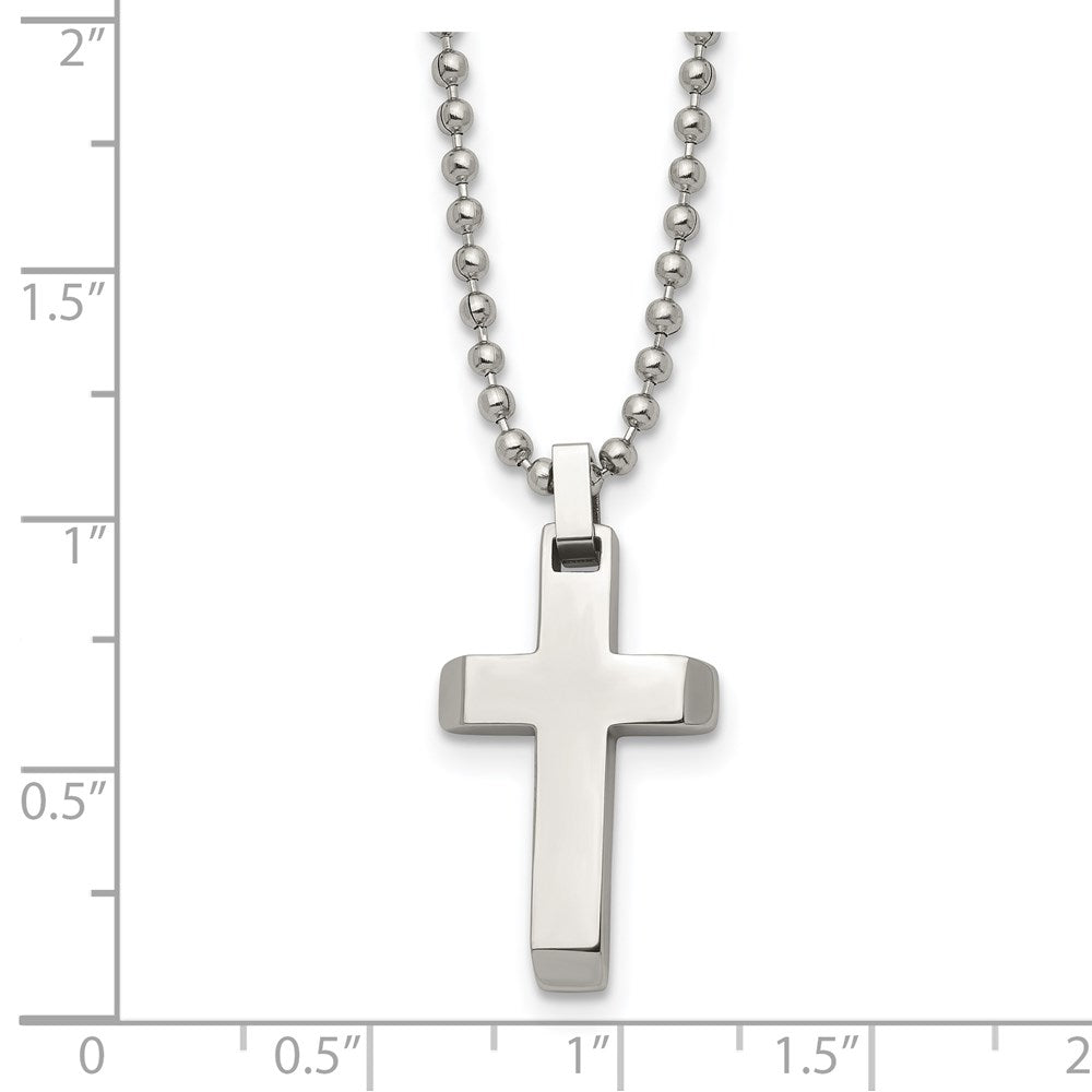 Stainless Steel Polished Cross 20in Necklace