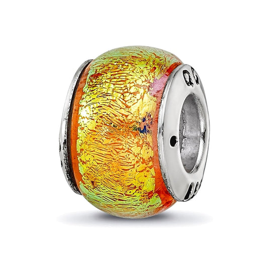 Sterling Silver Reflections Yellow Dichroic Glass Bead