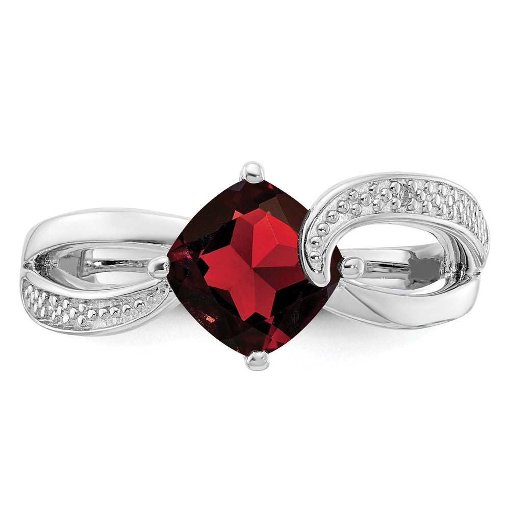 Sterling Silver ANC Garnet & Diamond Ring