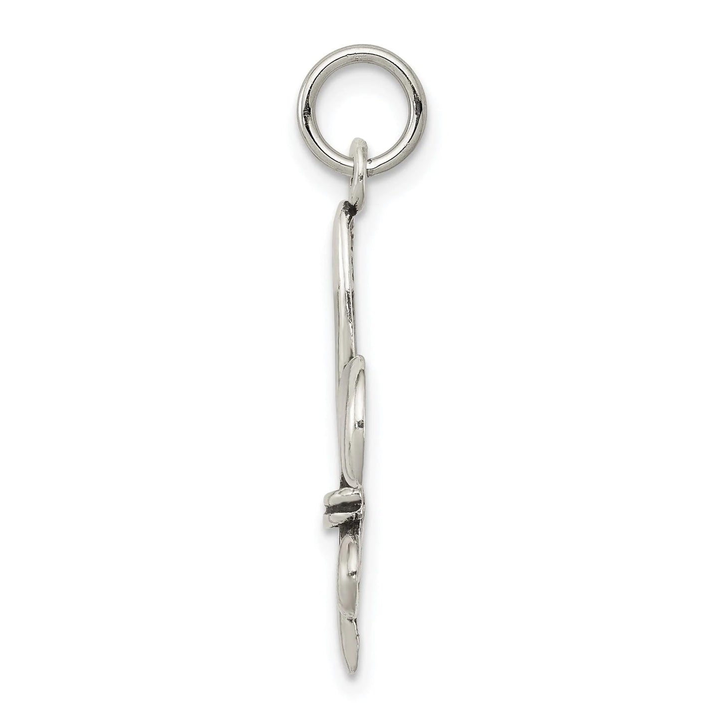 Sterling Silver Antiqued Fleur De Lis Charm